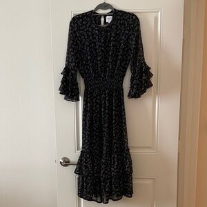 Misa Los Angeles Black Floral Long Sleeve Dress